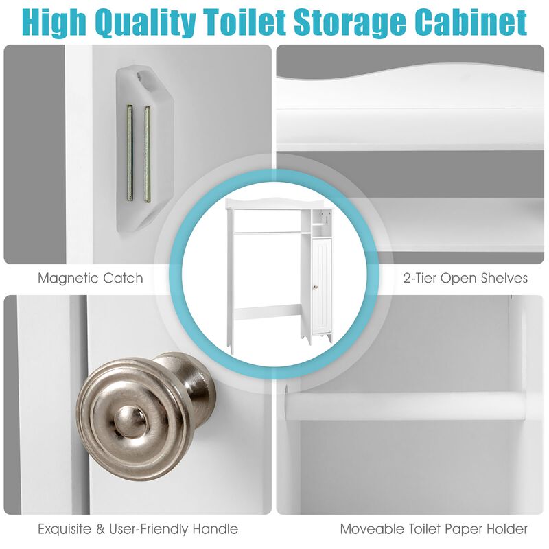 Costway Over the Toilet Storage Cabinet w/Toilet Paper Holder Adjustable Shelves White