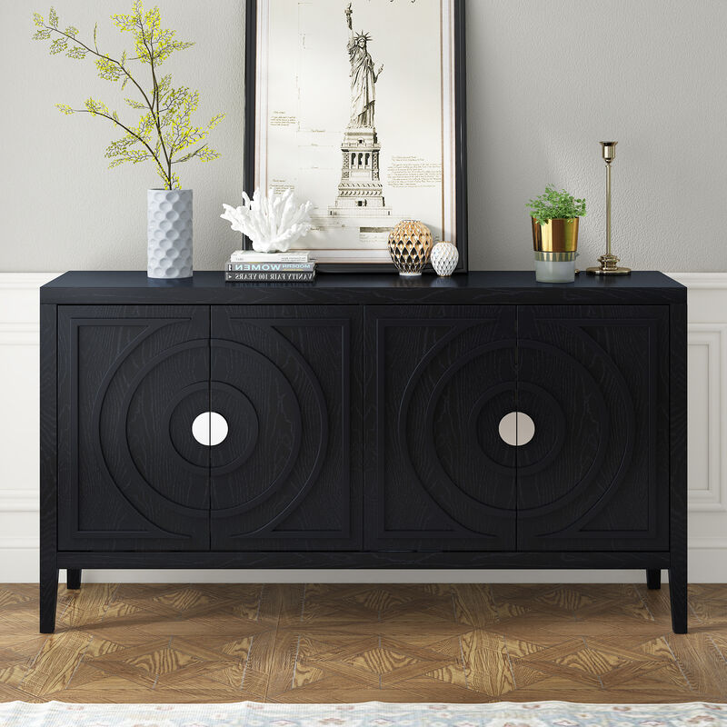 Merax Retro Circular Groove Door Sideboard