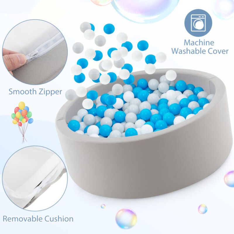 Hivvago Kiddie Baby Playpen with 200 Ocean Balls and Storage Bag-Gray