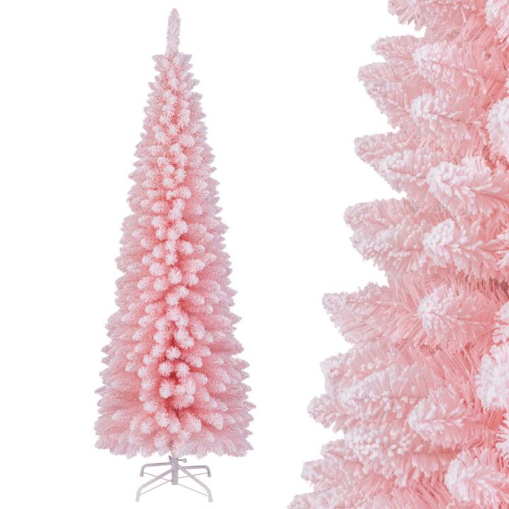 Hivvago 6 FT Artificial Pink Christmas Tree with 460 Branch Tips for Holiday