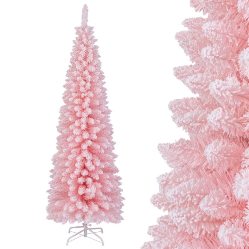 Hivvago 6 FT Artificial Pink Christmas Tree with 460 Branch Tips for Holiday