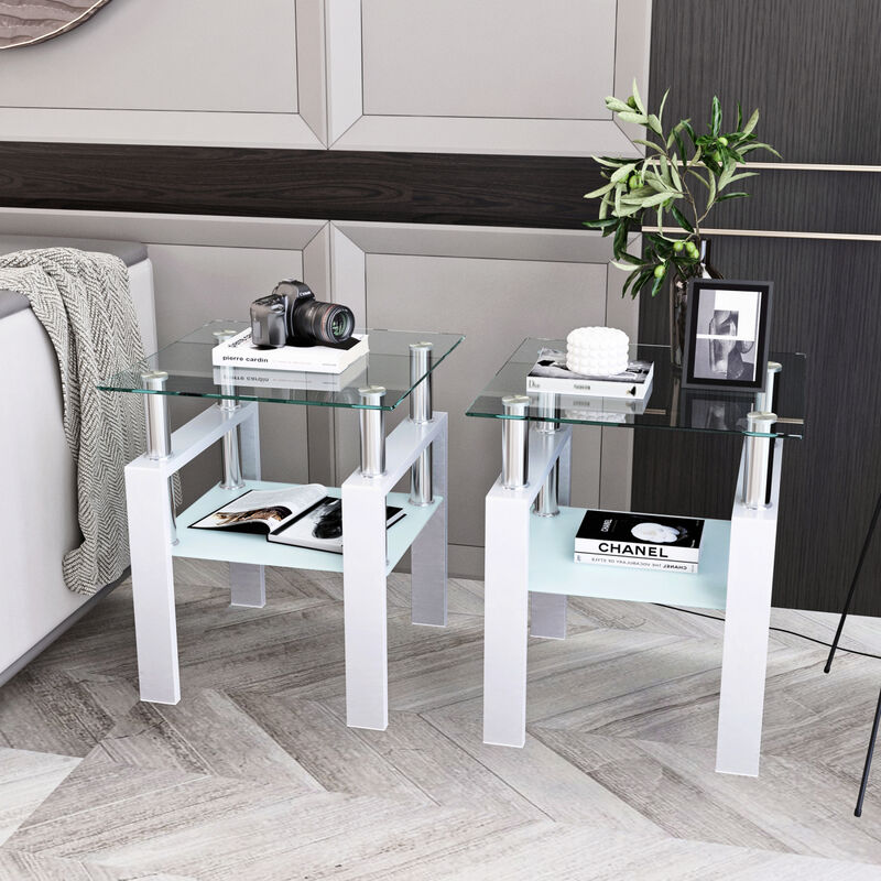 Modern Glass Tea Coffee End Table for Living Room