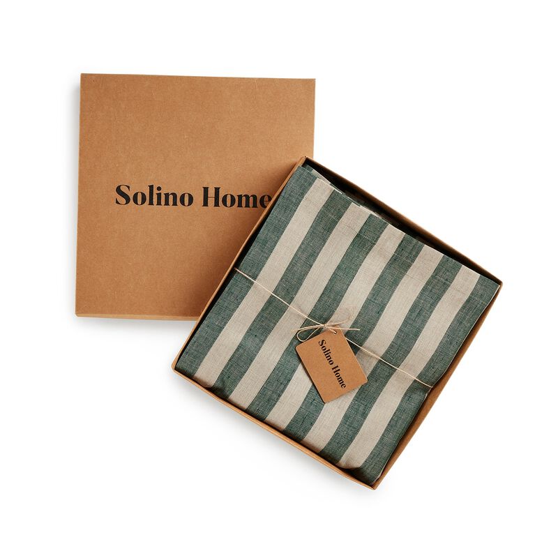 Solino Home 100% Pure Linen Tablecloth | Sorrento Stripe