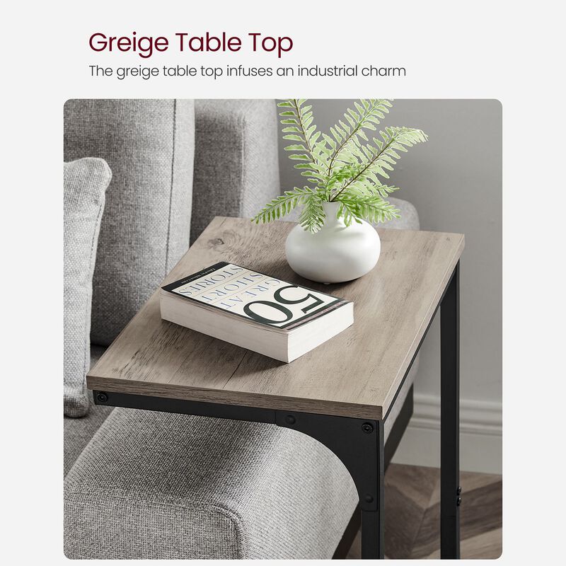 Sofa Side Table with C-Shaped Metal Frame Design