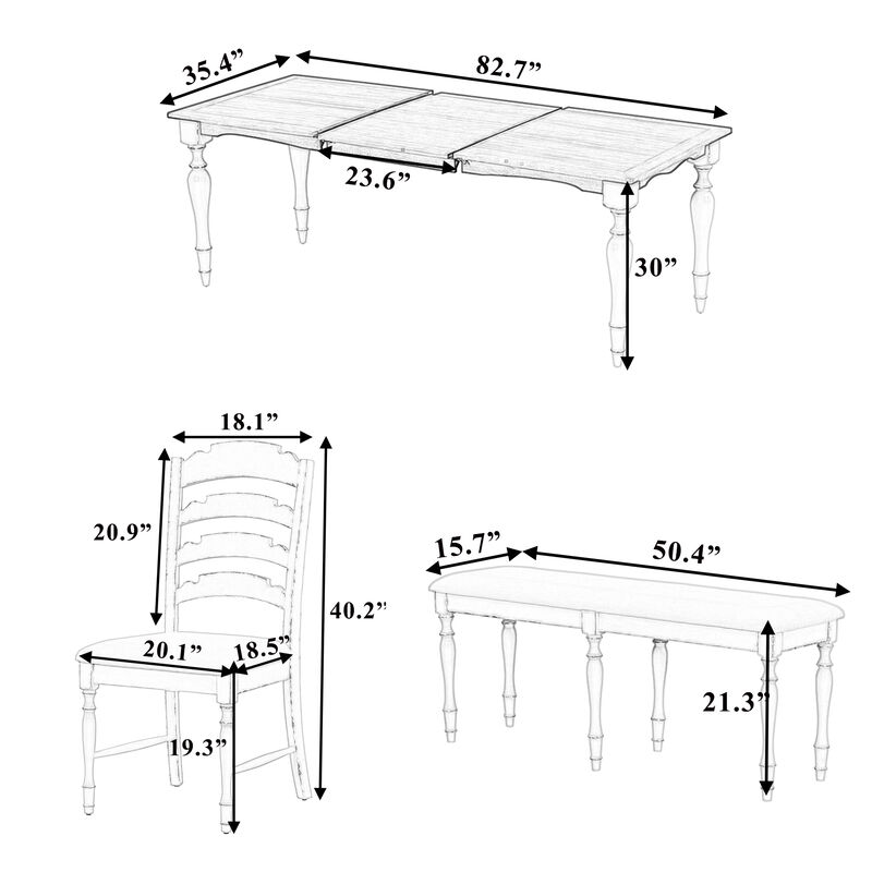 Merax Vintage Traditional 6-Piece Dining Set