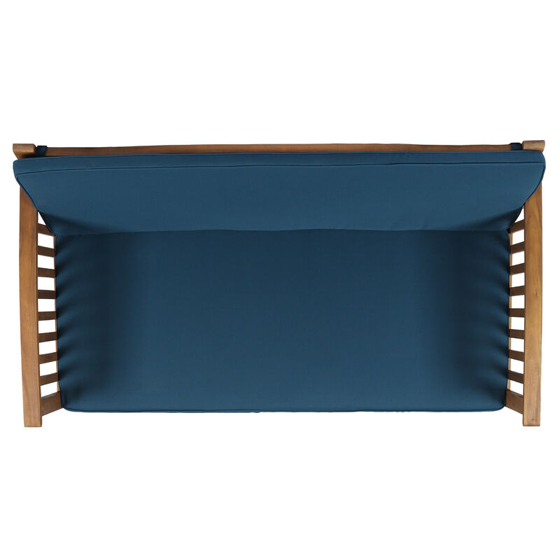 Merax Acacia Wood Outdoor Loveseat Sofa Chair