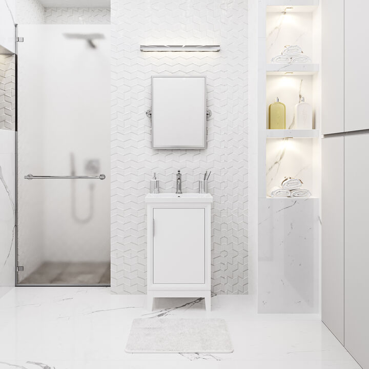 Elsa 20 In. Integrated Ceramic Sink Top Bath Vanity in Pure White