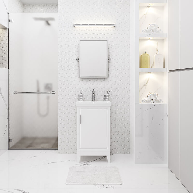 Elsa 20 In. Integrated Ceramic Sink Top Bath Vanity in Pure White