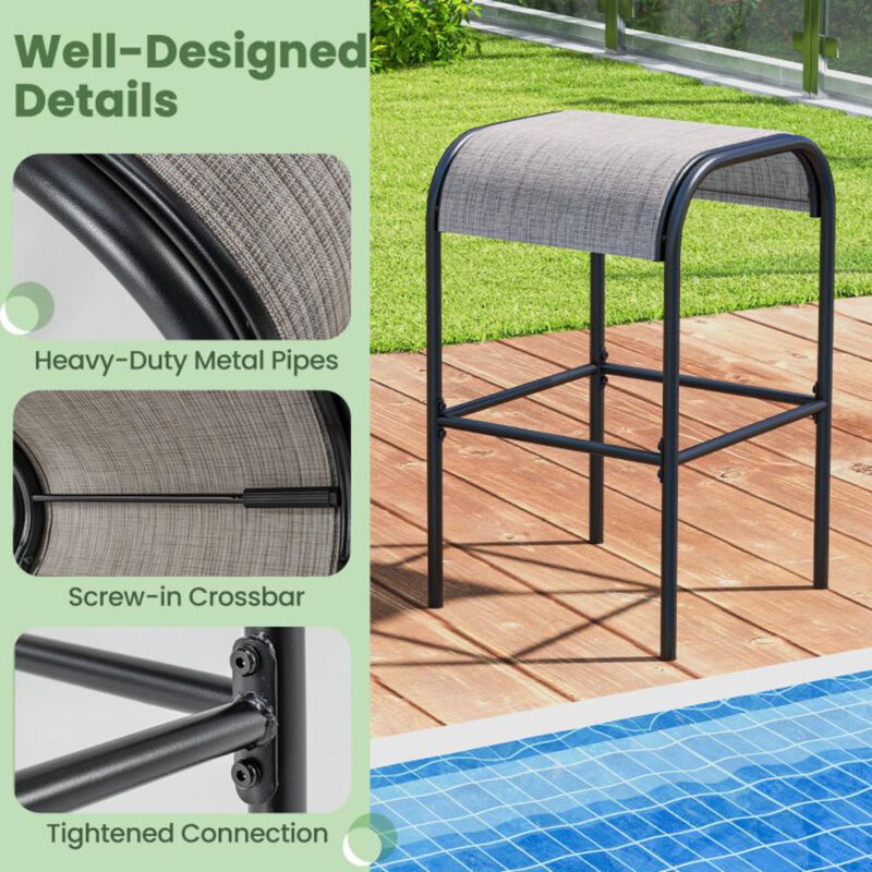 Hivvago Set of 2/4 Patio Metal Bar Stools with Curved Fabric Seat