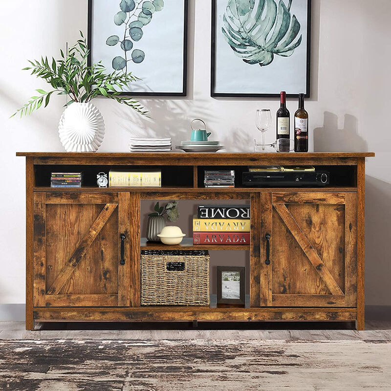 Industrial TV Stand Entertainment Center with Shelve and Cabinet
