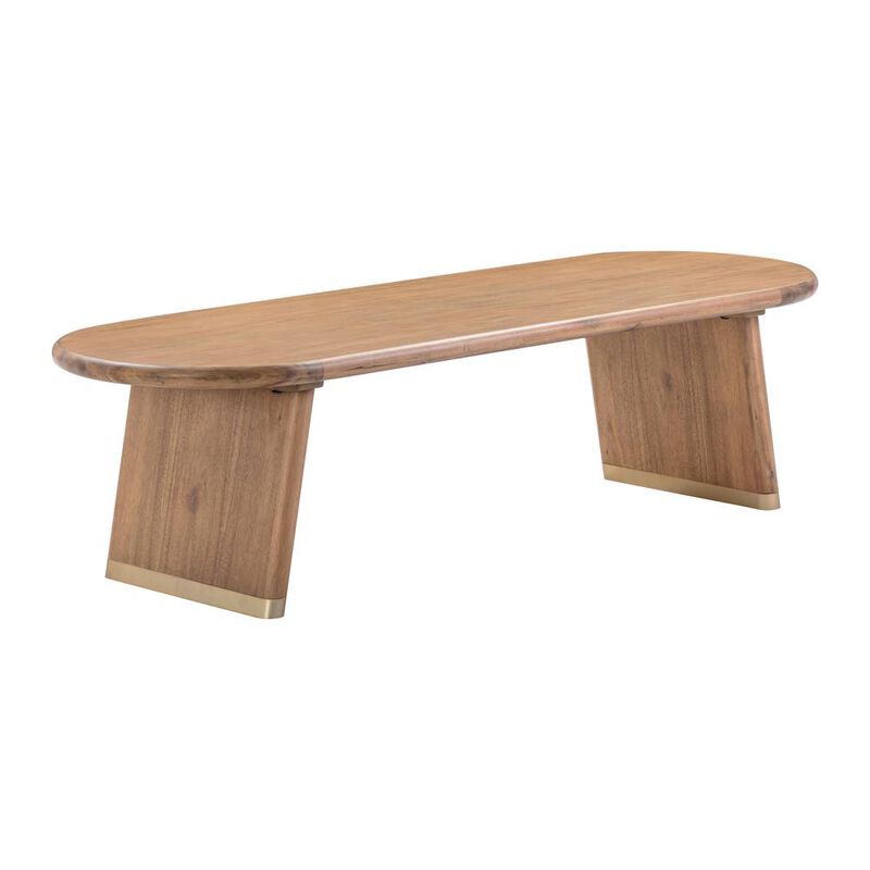 Belen Kox Cognac Acacia Bench with Boucle Seat, Belen Kox