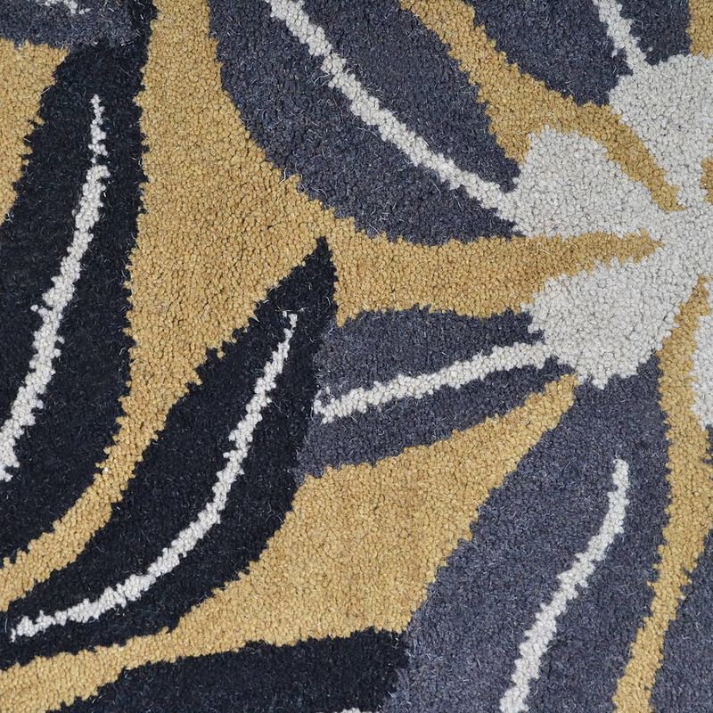 RUGSOTIC CARPETS HAND TUFTED WOOL ECO-FRIENDLY AREA RUGS  - 8'x8', Round Shape, Gold, Floral Modern Design, High Pile Thick Handmade Anti Skid Area Rugs for Living Room, Bed Room (K00651)