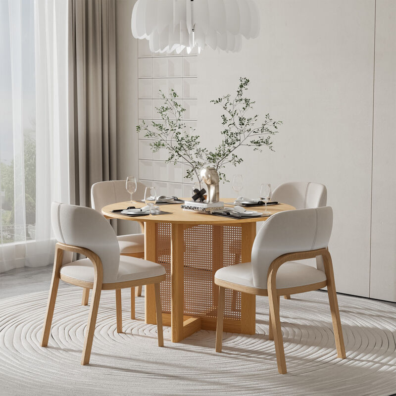 46 Cinna Modern Walnut Oak Wood Round Dining Table （Seats 4）