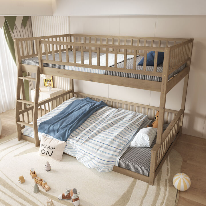 Merax Full XL over Queen Bunk Bed with Ladder and Guardrails
