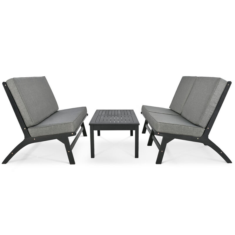 Acacia Wood Outdoor Sofa Set with V-Shaped Seats