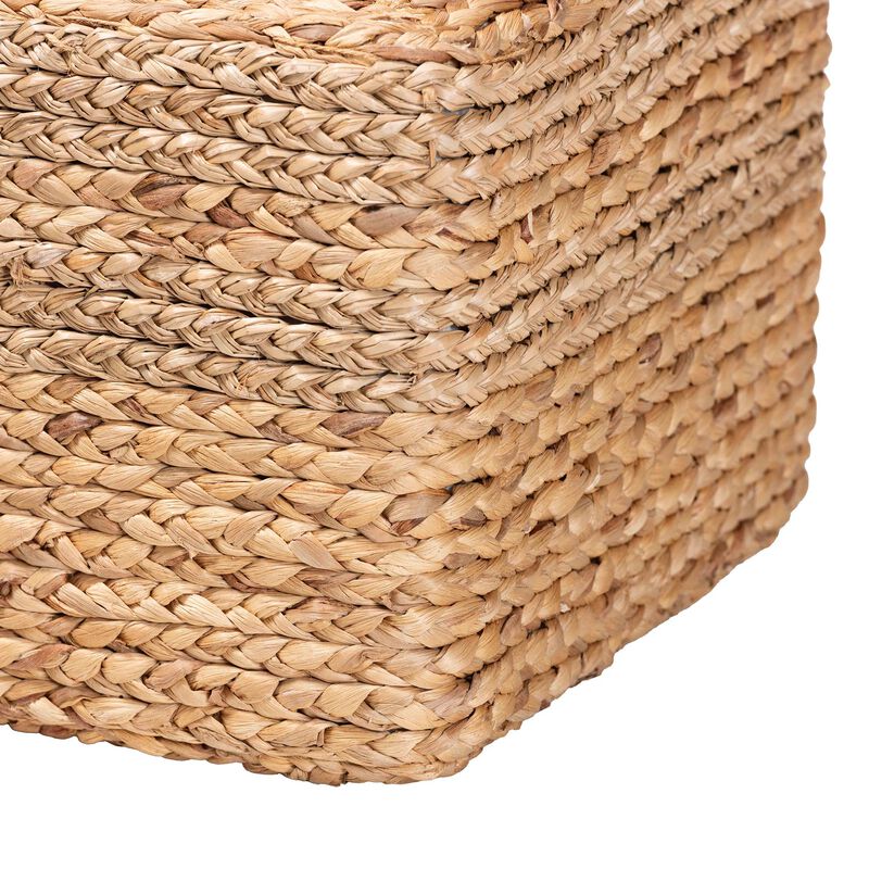 bali & pari Marella Modern Bohemian Natural Brown Seagrass Accent Footstool