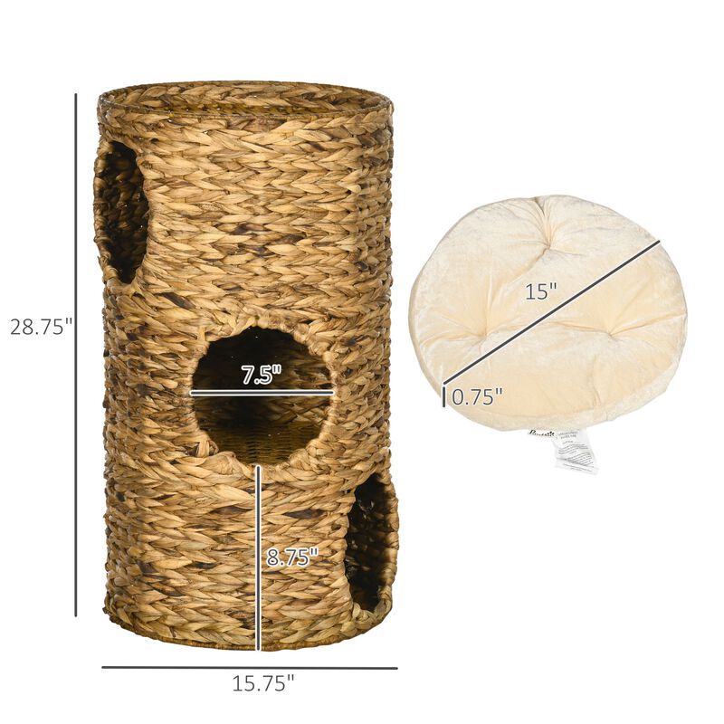 Beige Cat House: 3-Story Indoor Condo Tower with Removable Cushions
