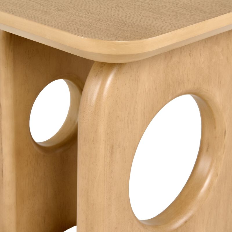 Noe Ohan 22 Inch Side End Table, Square Top, Light Brown Solid Rubberwood - Benzara
