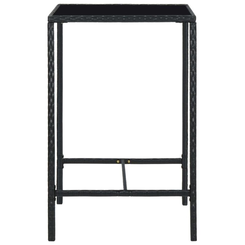 vidaXL Garden Bar Table Black 27.6"x27.6"x43.3" Poly Rattan and Glass