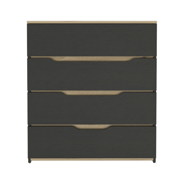 Zoe Dresser, Superior Top, Four Drawers - Black Light Oak