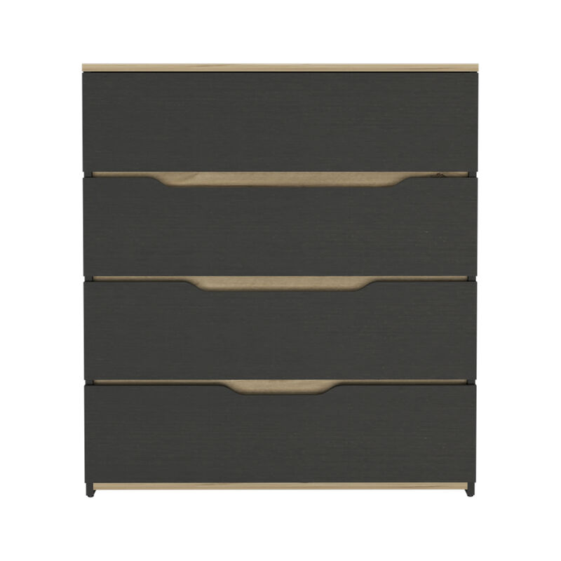 Zoe Dresser, Superior Top, Four Drawers - Black Light Oak