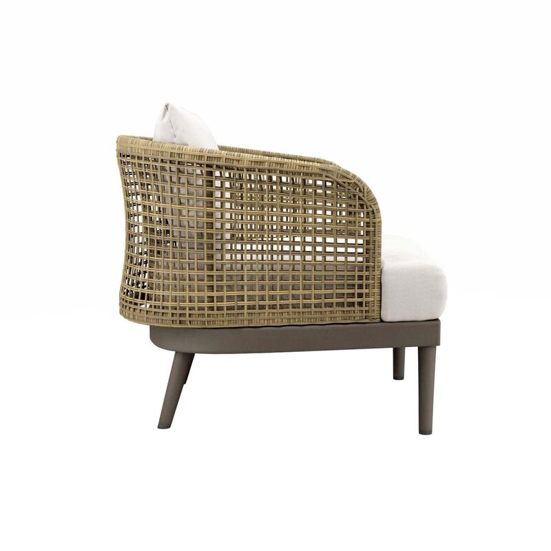 Modway Meadow Wicker Rattan and Metal Outdoor Armchair in Natural/White