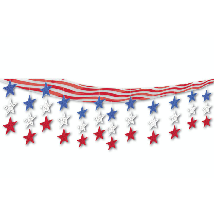 Pack of 6 Patriotic White and Blue 4th of July Hanging Ceiling Party Decors 12'