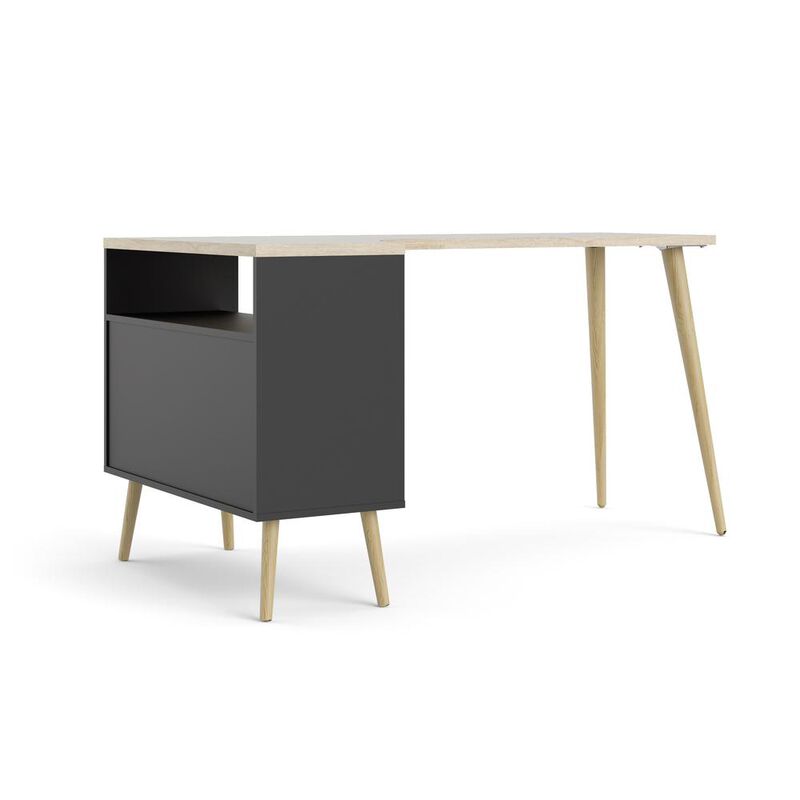 Tvilum Diana 2 Drawer, 3 Shelf Desk, Black Matte/Oak Structure