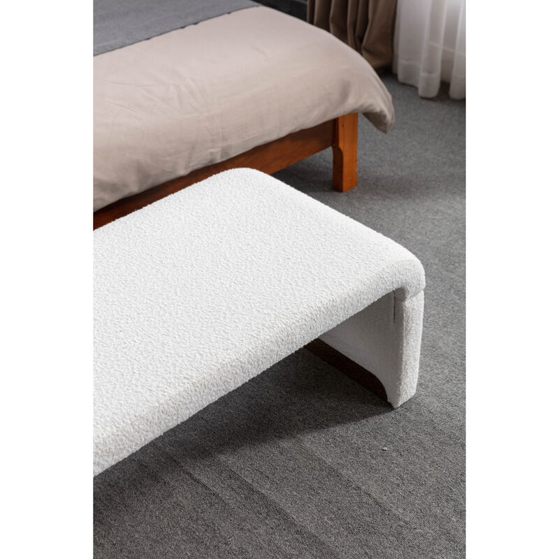 New Boucle Fabric Loveseat Ottoman Footstool Bedroom Bench Shoe Bench With Metal Legs