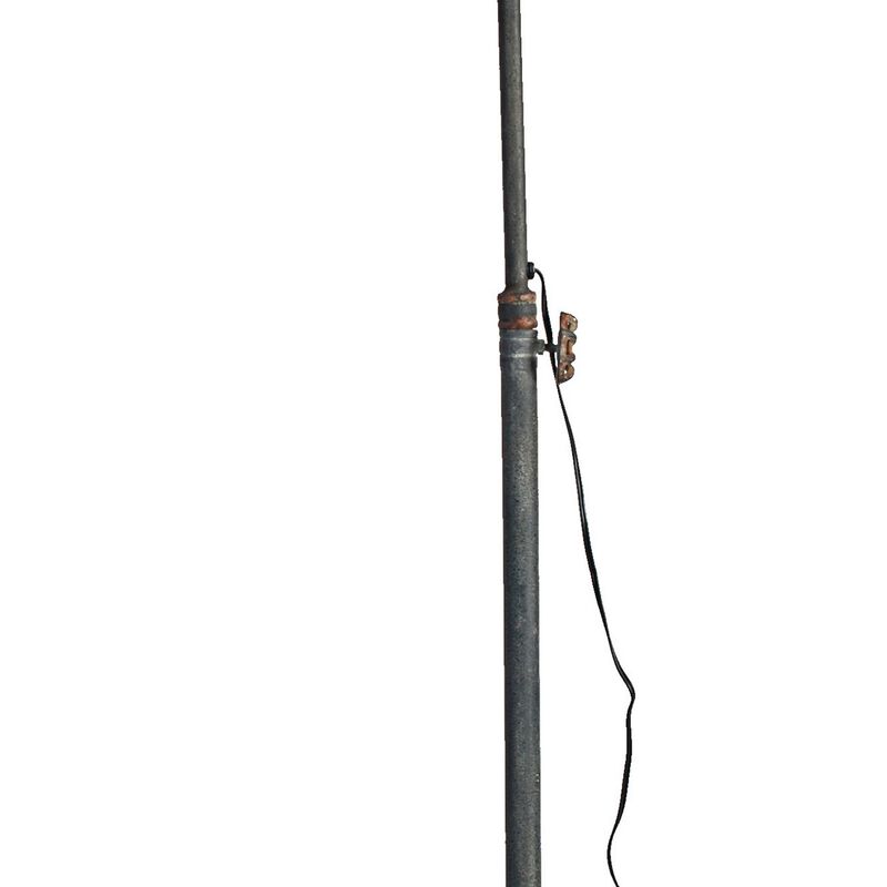 67 Inch Iron Floor Lamp, Adjustable Length Arm, Industrial Antique Black-Benzara