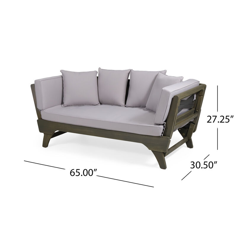 Merax Acacia Wood Patio Convertible Couch Sofa Bed