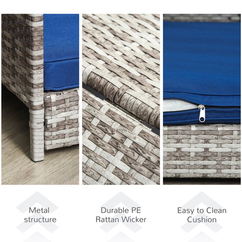 Dark Blue Pet Bed: Wicker Rattan House for Indoor/Outdoor Use