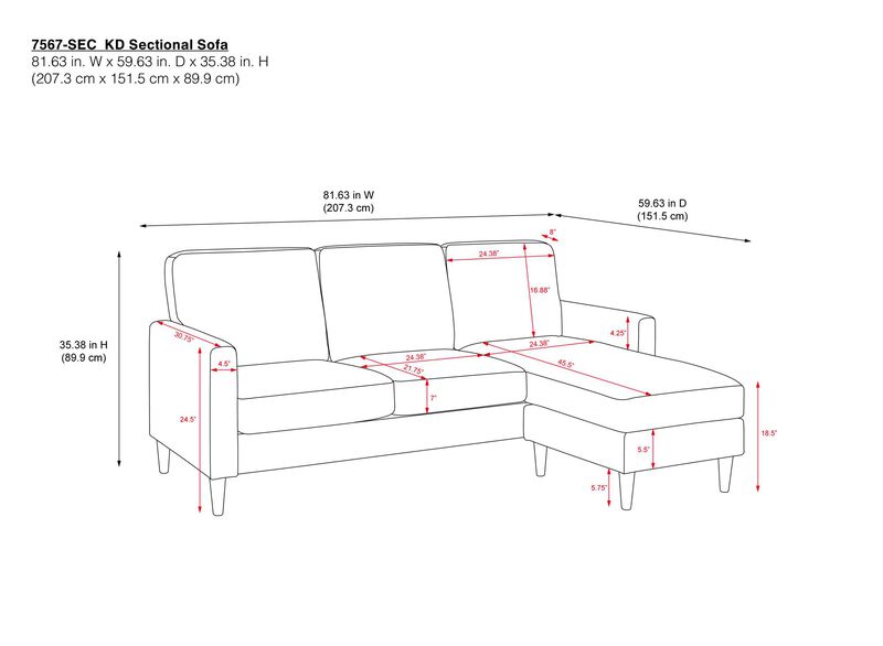 Regency Reversible Contemporary Upholstered Sectional