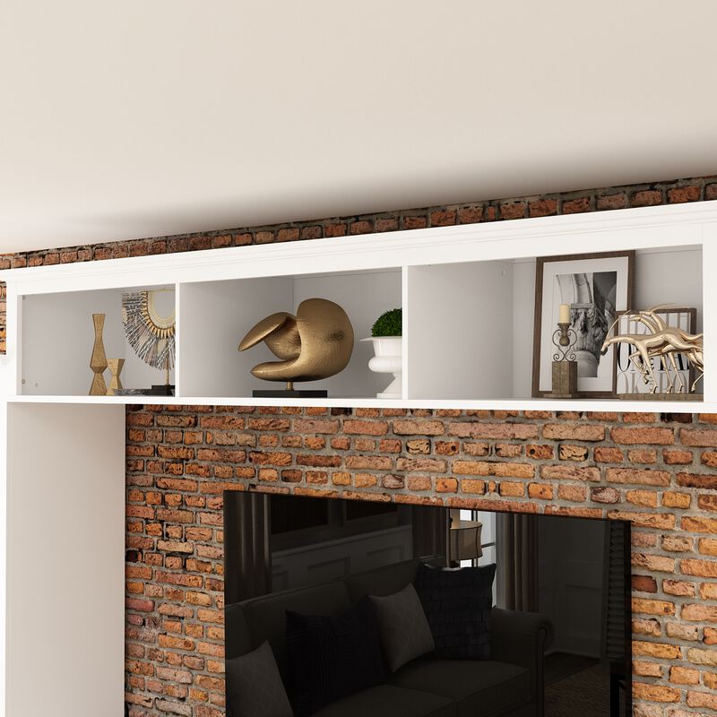A Pair of Side Cabinet, White 70.9 in. H Wooden Storage Cabinet with Glass Doors and Open Shelves for Corner Storage