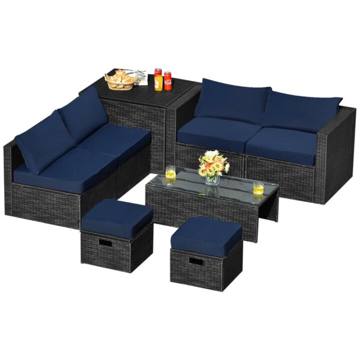 Hivvago 8 Pieces Patio Furniture Set with Storage Box and Waterproof Cover