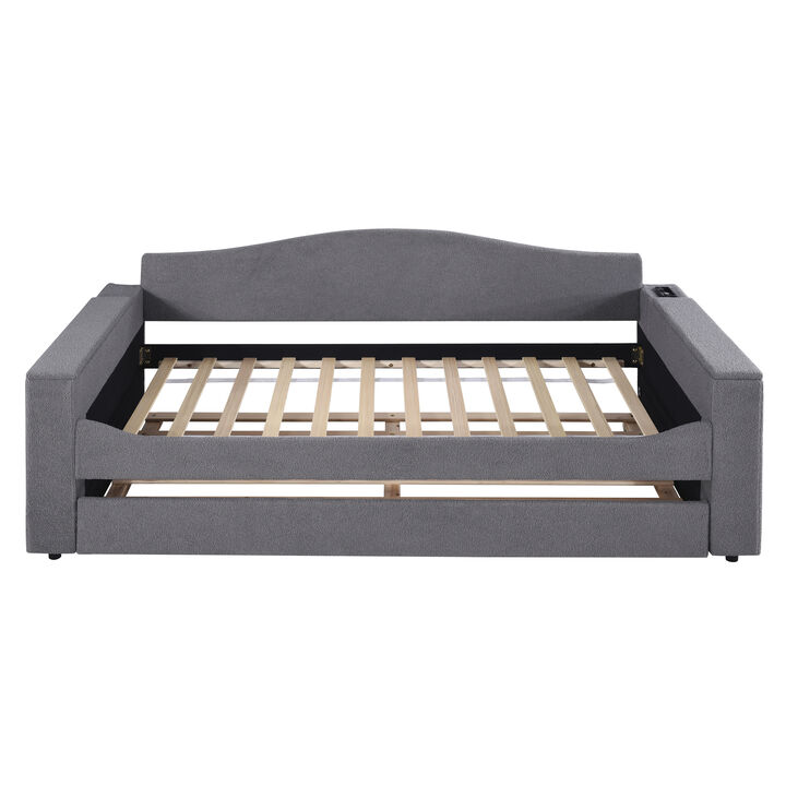 Merax Upholstered Daybed with Storage Armrests