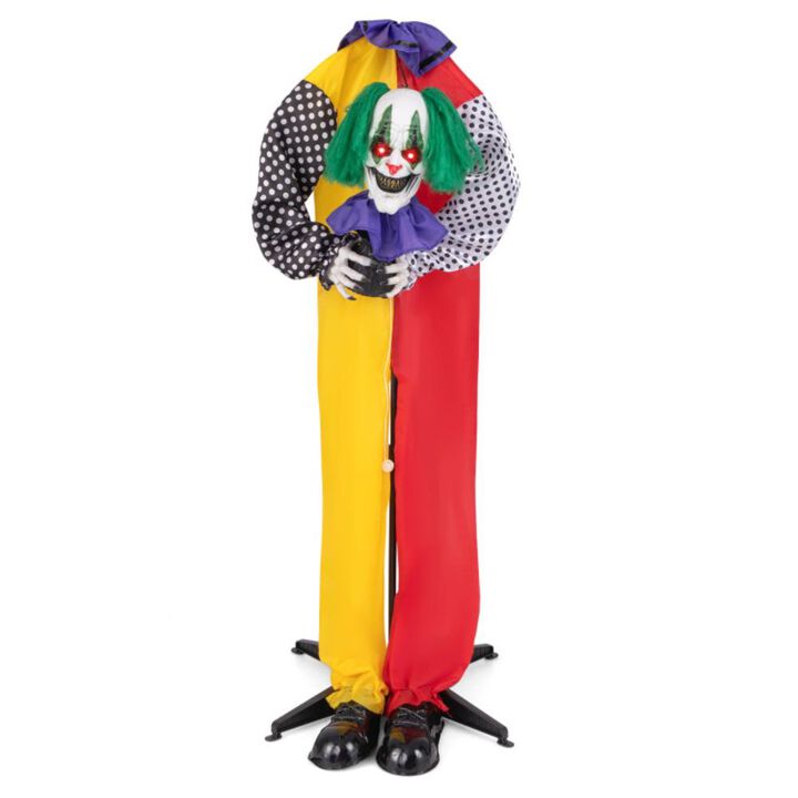Hivvago 4.5FT Grins Animatronic Clown with Pre-Recorded Phrases and LED Eyes