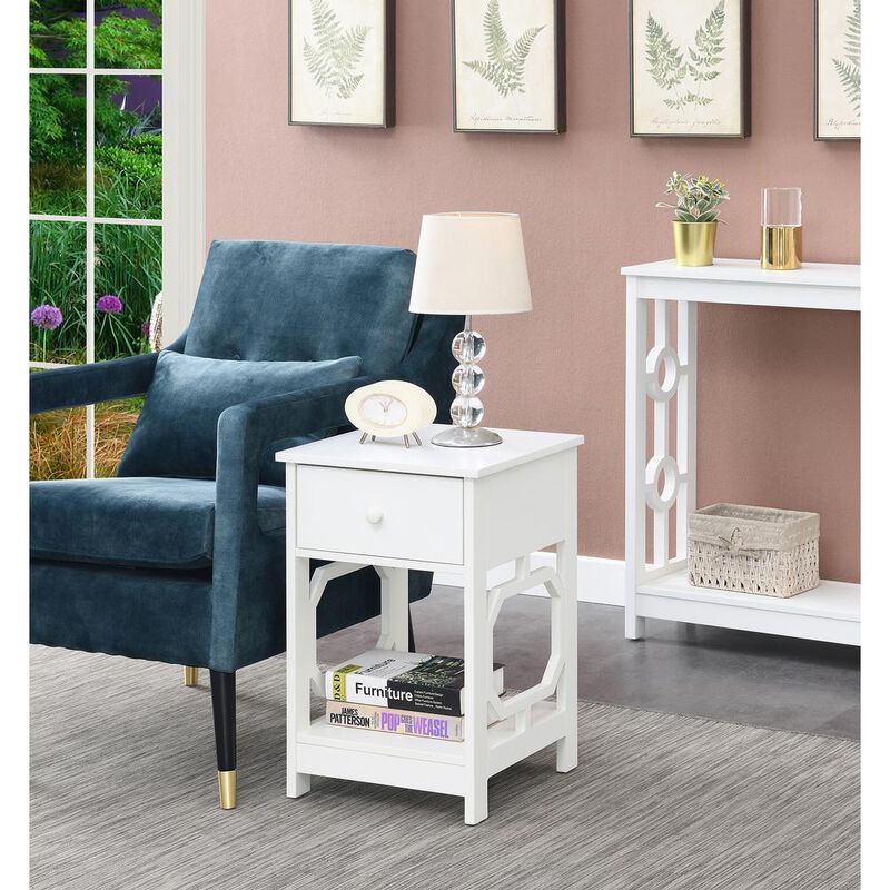 Convenience Concepts Omega 1 Drawer End Table White