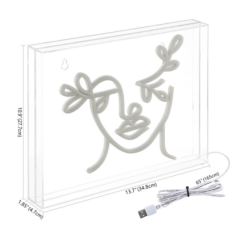 Teary Face 13.7" X 10.9" Contemporary Glam Acrylic Box USB Operated LED Neon Light