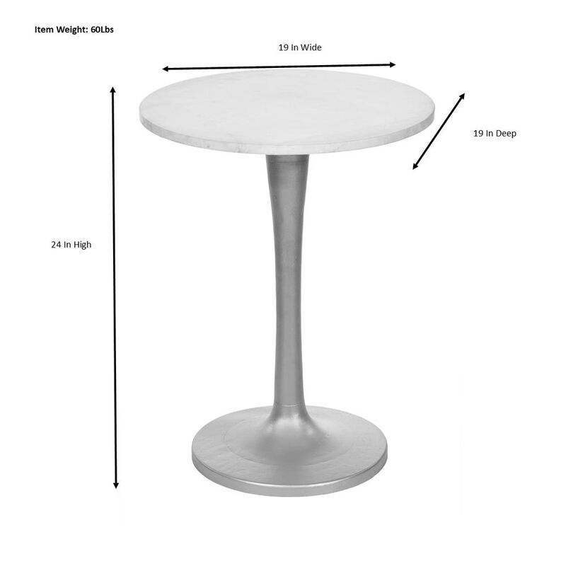 Carolina Living Piuma Marble Top Accent Table - Black Top - Industrial Base