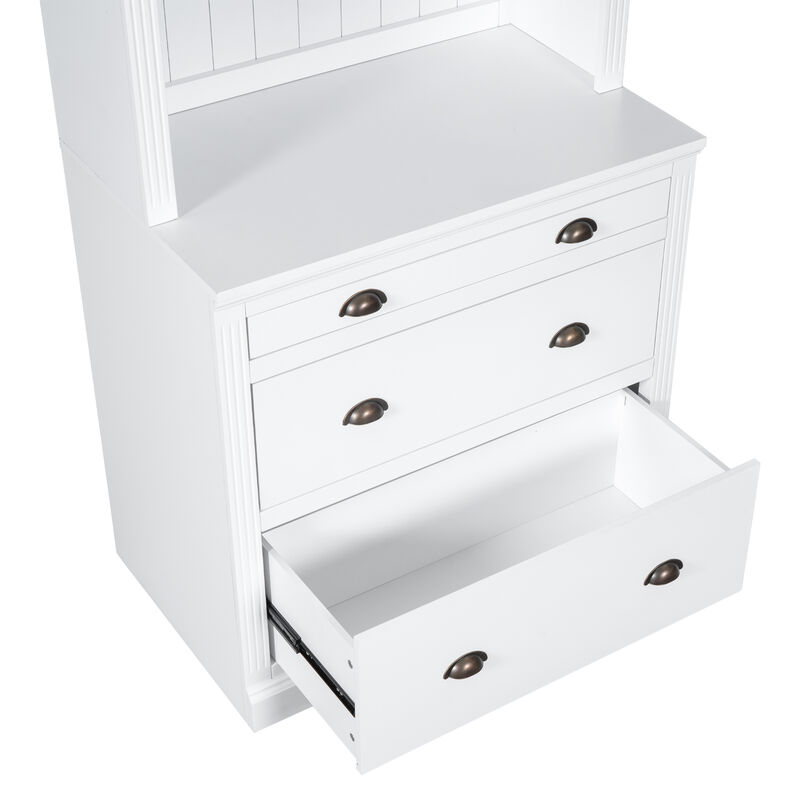 Merax 83.4"Tall Bookshelf with LED Lighting, Modern Bookcase with 3 Drawer and Open Shelves,Storage Bookshelf
