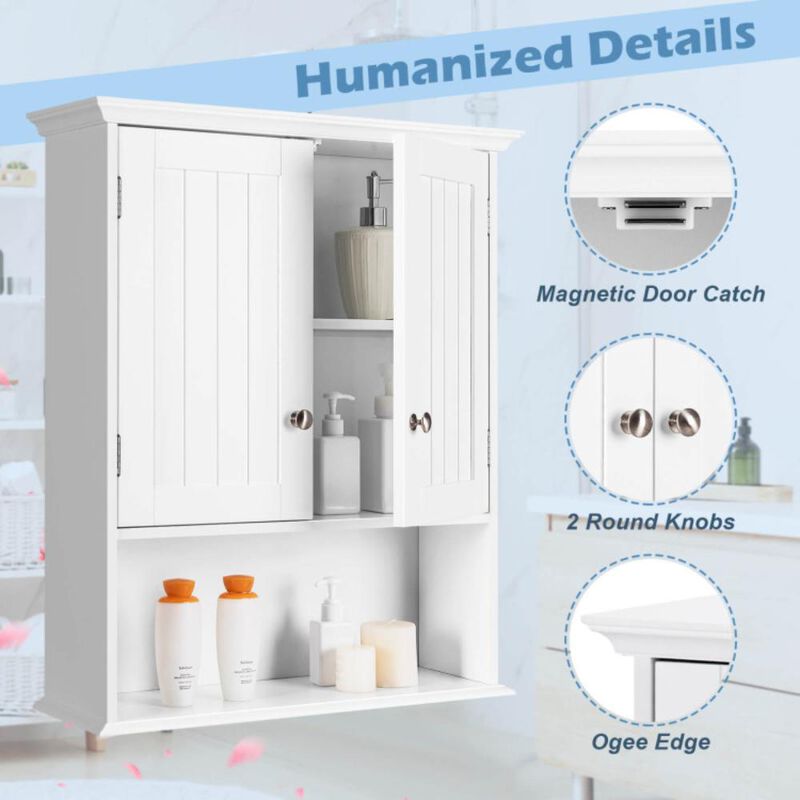 Hivvago Wall Mount Bathroom Cabinet Storage Organizer with Doors and Shelves