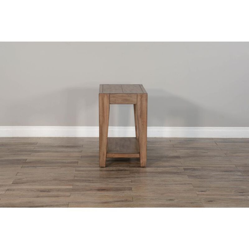 Sunny Designs Doe Valley 25 Mid-Century Wood Chair Side Table in Taupe Brown