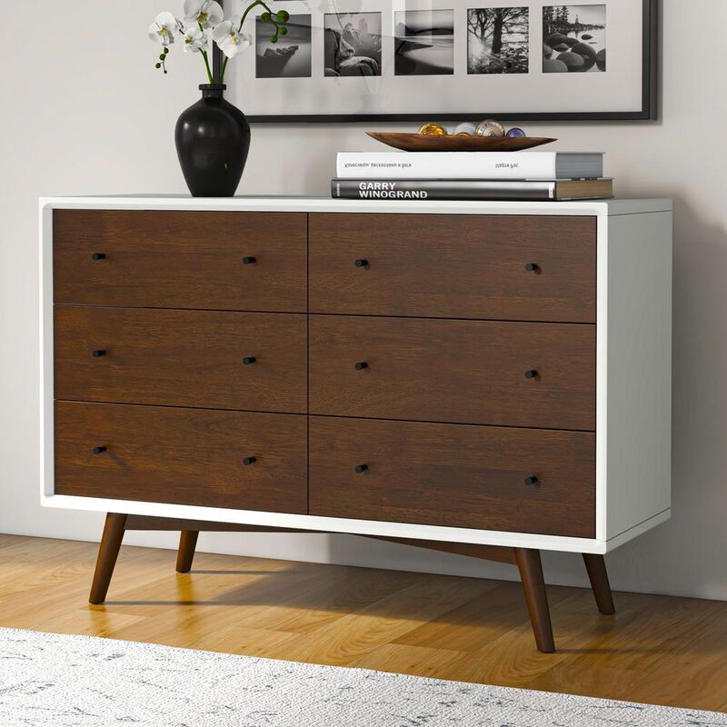 Ashcroft Furniture Co Caroline Mid Century Modern Solid Wood Dresser