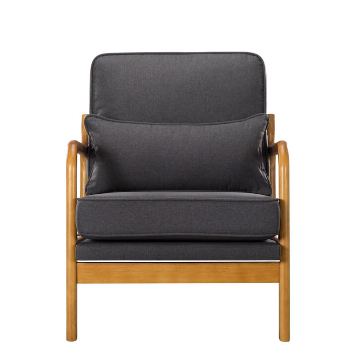Linen Blend Arm Chair with Solid Wood Leg
