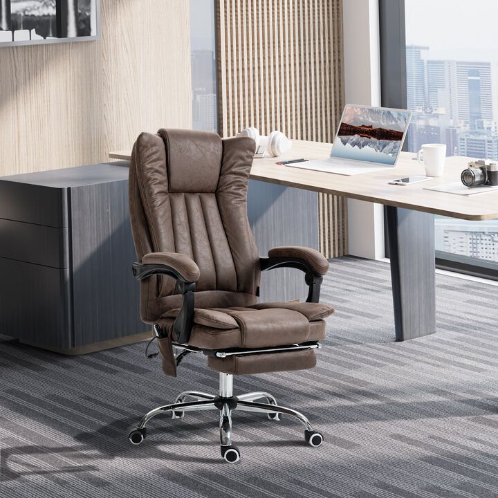 Coffee Microfiber Office Chair: Heated, 6 Point Adjustment