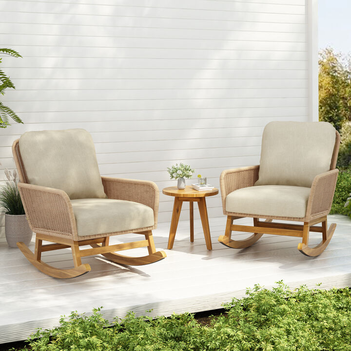 Merax 3-Piece Outdoor Rocking Chairs Side Table Seating Set