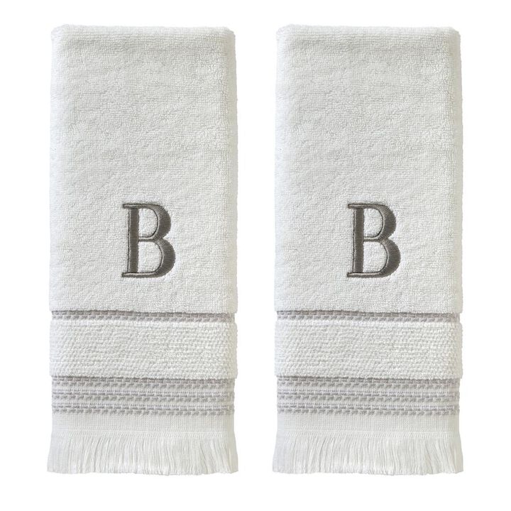 SKL Home By Saturday Knight Ltd Casual Monogram Hand Towel Set B - 2-Count - 16X26", White