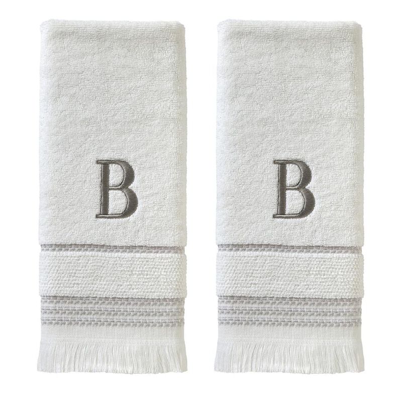 SKL Home By Saturday Knight Ltd Casual Monogram Hand Towel Set B - 2-Count - 16X26", White