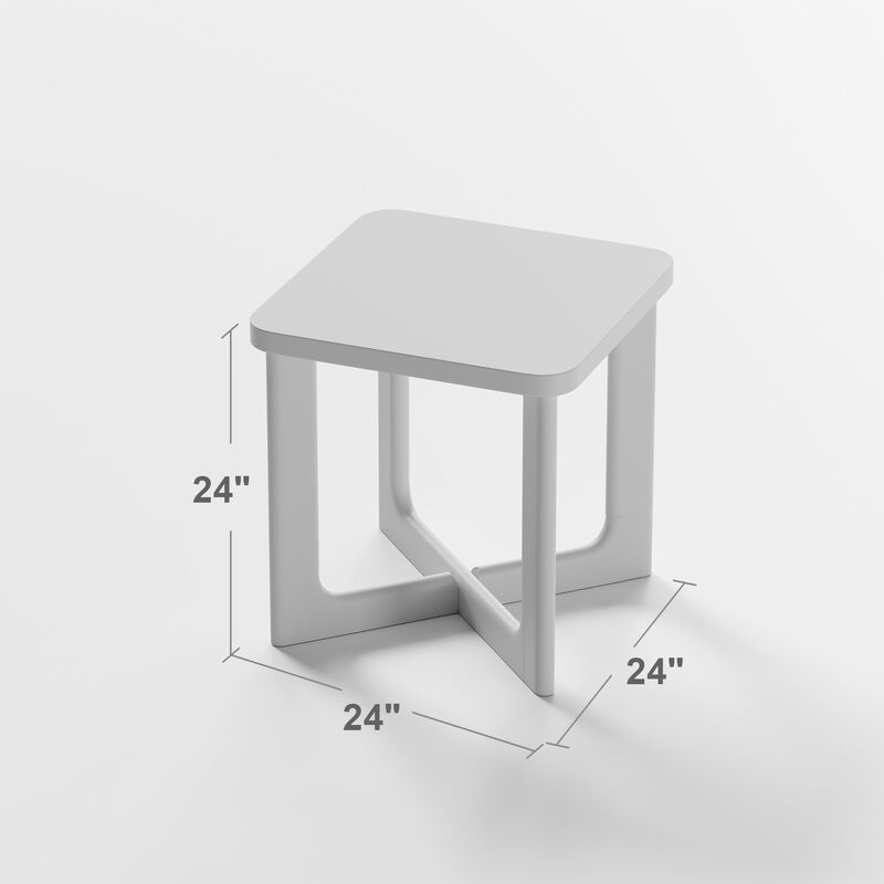 Aydan 24 in. Walnut Color Square Solid Wood Oak Coffee Table Side Table